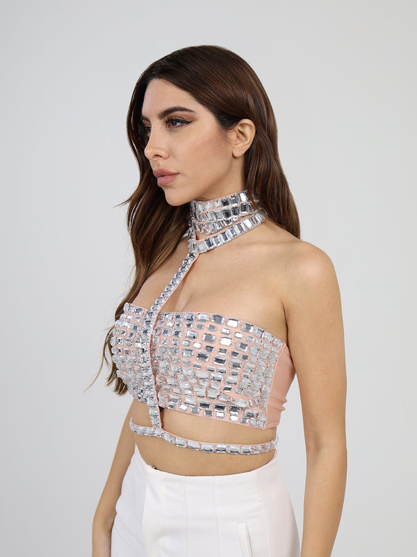 Fancy Rhinestones Crop Top