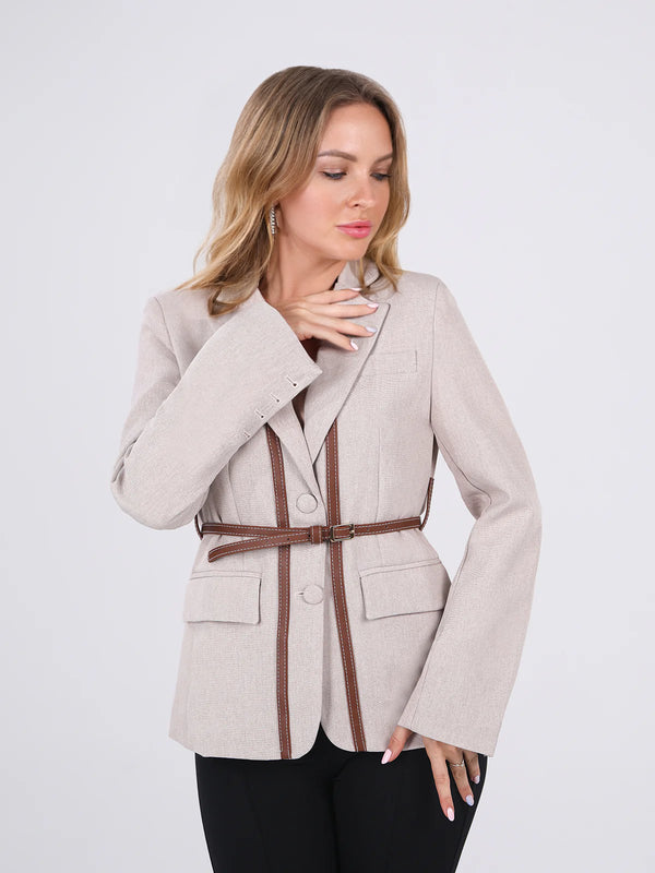 Elegant Leather Brief Blazer